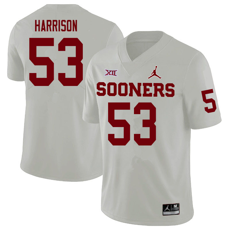 Men #53 Anton Harrison Oklahoma Sooners College Football Jerseys Sale-White